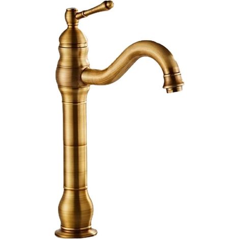 Einloch-Waschtischarmatur, Einhebel-Waschtischarmatur (antik, hoch, ausgestattet mit einem 60 cm langen Schlauch mit 3/8"-Anschluss)