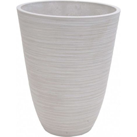 Vaso da giardino tondo grande in fibra sintetica diametro 39x46 cm Petunia -  White