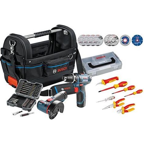 Promo Kit Sac de service Bosch avec Appareils sans fil, Jeu de batteries et Jeu d'embouts (1/4)