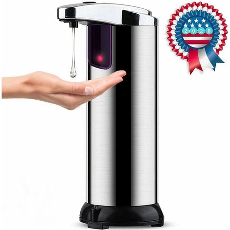 Automatischer Seifenspender, 250 ml, mit Infrarot-Sensor für Waschküche, Küche, Hotel, Restaurant (Edelstahl) (1/5)
