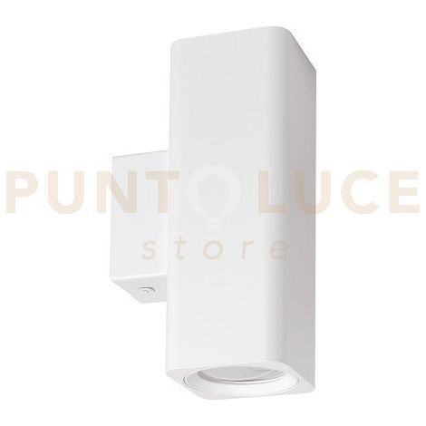 GAP540 APPLIQUE A PARET IN ALLUMINIO IP20 BIEMISSIONE QUADRATO 2 LUCI ATTACCO GU10 BIANCO SATINATO