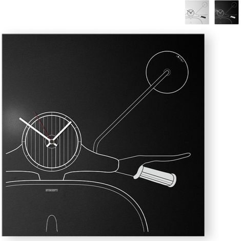Orologio da parete portachiavi lavagna magnetica Vespa Scooter Clock - Nero (1/5)