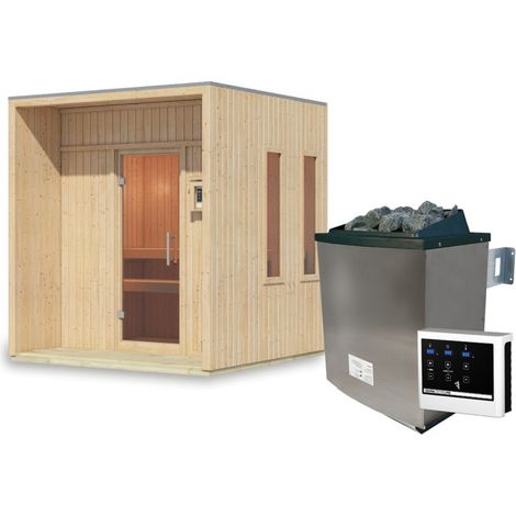 Sauna Exterieur 4.7mÂ² Bois Massif 2-4 Places Poêle 9kW Karibu Arcadia (1/5)