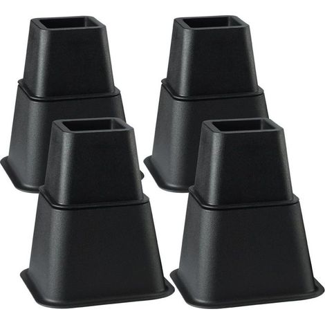 Rehausseur Pieds de lit Rehausseur Meuble,Ajouter 3 Hauteurs Réglables de 7,5CM 13CM ou 20,5CM (4 Paires, Noir) (1/4)