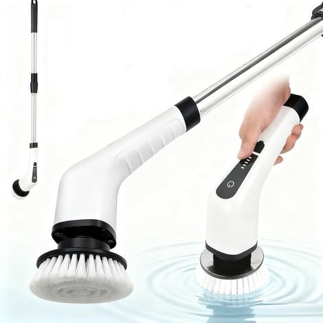 elektrische Reinigungsbürste, verstellbarer Griff (30–137 cm), 9 austauschbare Bürstenköpfe, wasserdicht (IPX7), für Bad, Küche und Auto (1/5)