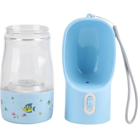 Bouteille d'eau portable pour animaux de compagnie, gobelet de voyage, distributeur d'eau pour chiens et chats, bleue (1/5)