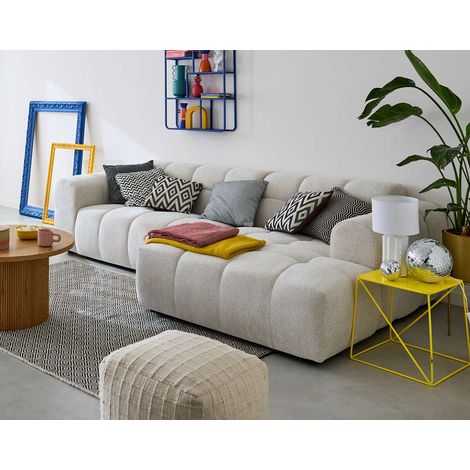 Ray - 4-sitzer ecksofa rechts - aus strukturiertem stoff - beige (1/5)