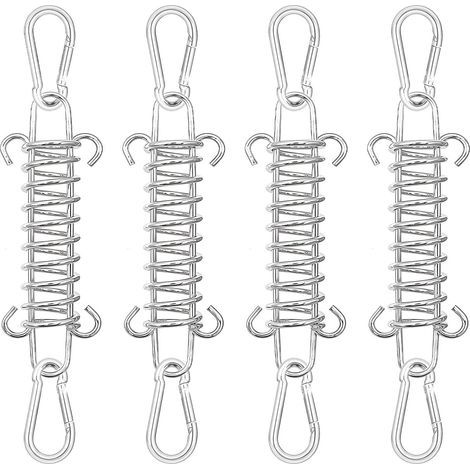 Tendeur Voile Ombrage 4 Pièces, Ressort de Tension Fixation Voile D'ombrage avec 8 Mousquetons Inoxydable Ressort de Traction pour Bâche Tente Grille Métallique Voile D'ombrage Auvent (1/5)
