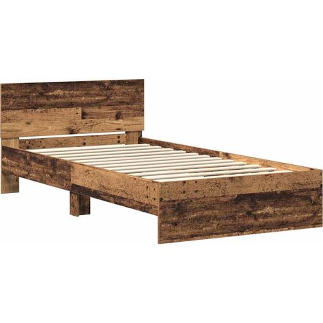 Estructura de cama con cabecera Madera vieja 203 x 104 x 70 cm vidaXL