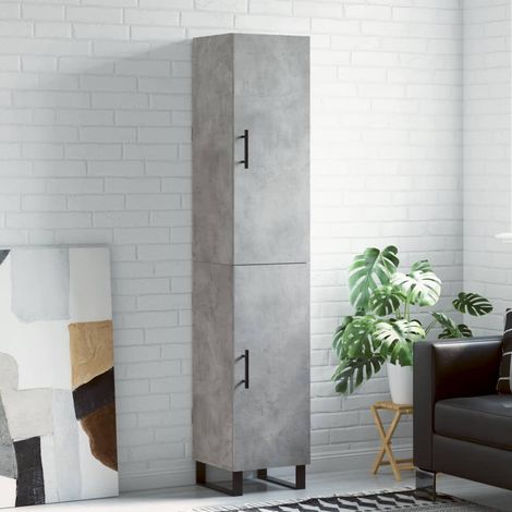 Buffet haut,Buffet de salon,Commode Meuble de rangement,Style Industriel Gris béton 34,5x34x180 cm Bois d'ingénierie VNWE517043 (1/5)