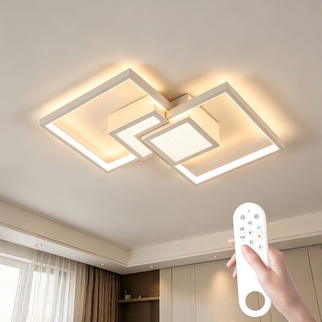 Plafonnier LED carré télécommande et dimmable design moderne blanc - 60cm 35W 3000K à 6500K 3500lm - Pour salon cuisine chambre salle à manger (1/5)