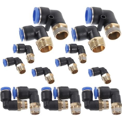 Raccord Pneumatique Rapide Léger et Pratique en Cuivre et Plastique Noir , Facile à Installer Déconnexion Rapide 1 Set pour Flexible Air Comprimé (1/5)