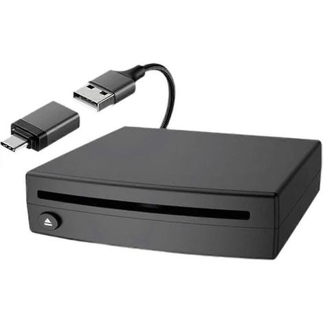 Lecteur CD pour voiture, lecteur CD portable externe avec port USB, Plug & Play, compatible avec ordinateur portable, ordinateur de bureau, TV et ordinateur. (1/5)