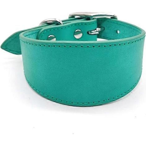 Breites Lederhalsband für Hunde mit weichem Futter, verstellbar, smaragdgrün, Größe S bequemes Haustierhalsband für kleine Hunde robustes modisches Accessoire.