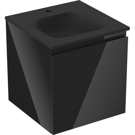 Mexen Orio Badezimmerschrank 45 cm mit Waschbecken Vela, 1 Schublade, schwarz glänzend/schwarz matt - 91A10-04547-1-BF70-W23M71 (1/5)