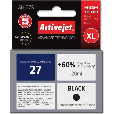 Activejet AH-27R Ink cartridge (replacement for HP 27 C8727A Premium 20 ml black) (1/2)