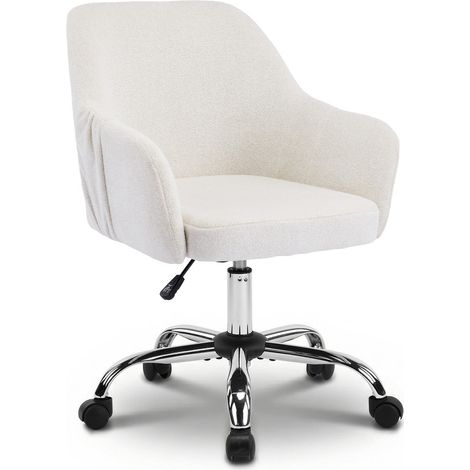 Fauteuil de bureau velours neige beige 24.4" large, avec accoudoirs, réglable (1/5)