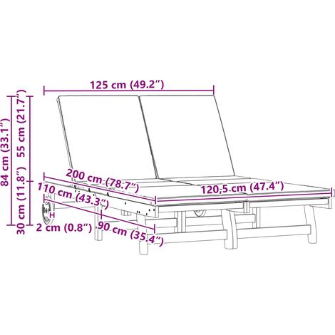Maison Exclusive - Sonnenliege Braun 125 x 200 x 84 cm Massivholz