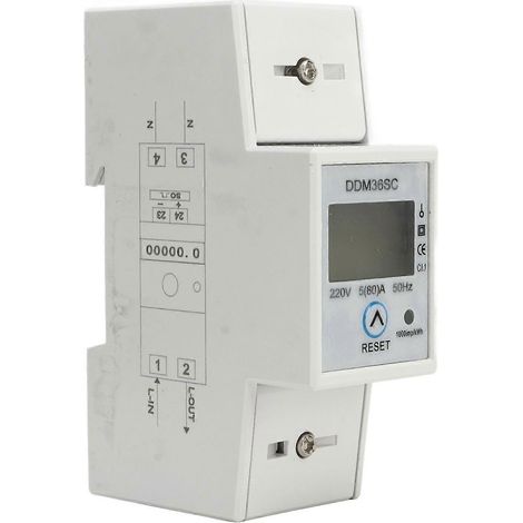 Einphasen-Energiezähler mit LCD-Anzeige, DIN-Schienenmontage, 2-polig, Gesamtstromzähler, DC 220 V, 5–80 A