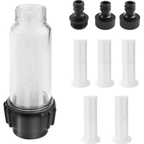 9x Filtre pour Nettoyeur Filtre Tuyau Arrosage Filtre Accessoires pour Kärcher Filtre à Eau avec 5 Insert de Filtre et Raccord d'eau 3/4" pour Tous Les Nettoyeurs Haute Pression (1/5)