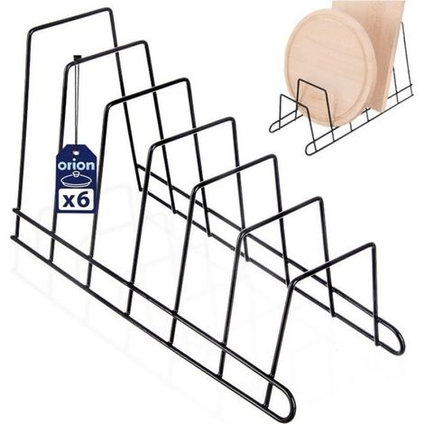 Range Couvercles Et Assiettes - Métal Noir - Rangement Cuisine - Lot De 12 Pièces