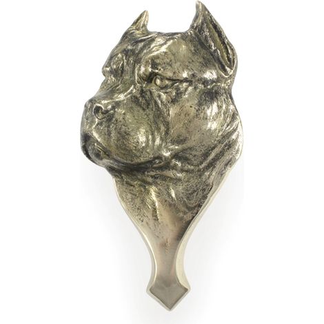 American Staffordshire Terrier, Amstaff, Amstaf - aldaba con forma de cabeza de perro, aldaba de latón, decoración retro para puerta de Art-Dog (1/5)