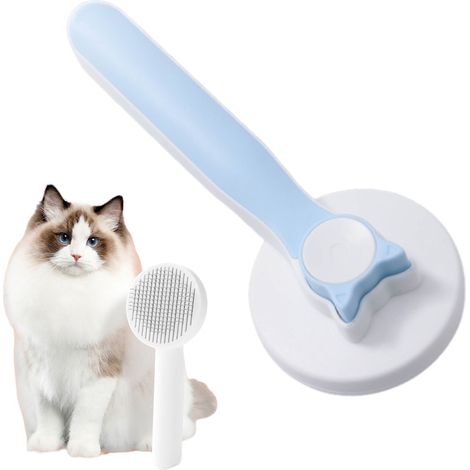 Katzenbürste mit Auslöseknopf, Bürste für lang- und kurzhaarige Katzen, Katzenpflegebürste