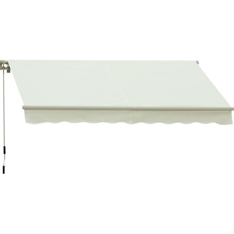 Manuell einziehbare Markise 295x245cm für Terrassen mit Kurbelgriff, verstellbarer Winkel 45°-85°, 280g/m² Aluminium-Polyestergewebe, cremefarbene Balkon-/Hofmarkise