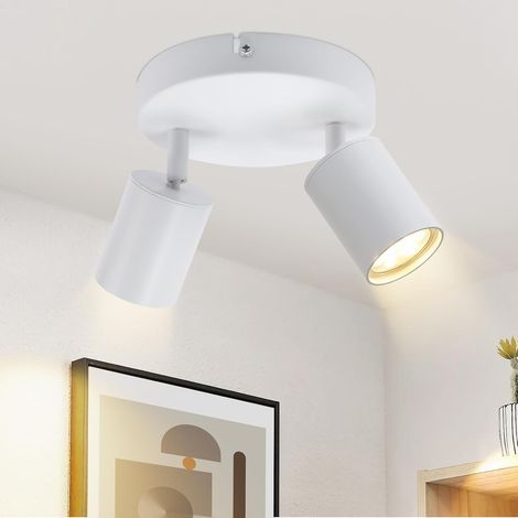 2 Ceiling Spotlights, 330° Rotation, GU10 Socket, Metal, Indoor (1/5)