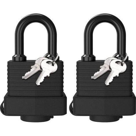 Cadenas étanche, [2 Pièces] Cadenas à Clé avec Protection Thermoplastique, Cadenas Lourd en Acier Laminé Extérieur Résistant aux Intempéries, 4 Clé, pour Casier/Gym/école/Garage/Clôture (1/5)