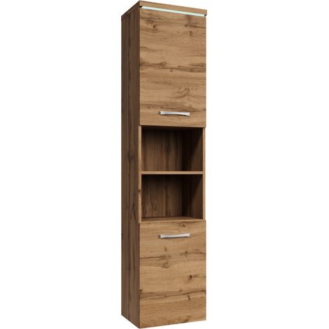 Badezimmer Schrank Paso 160cm Hochglanz Eiche – Regal Schrank Ho (1/4)