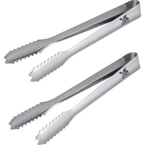 Lot de 2 pinces à nourriture en acier inoxydable 17,8 CM Argenté (1/5)