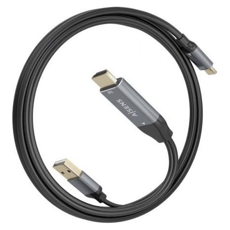 Cable Conversor Aisens A109-0871/ HDMI Macho/ USB Macho - USB Tipo-C Macho/ 1.8m/ Negro (1/2)