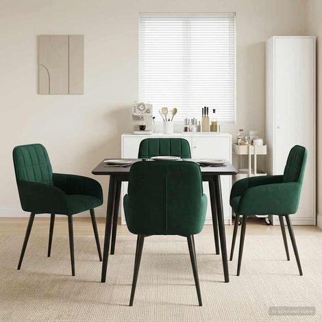 vidaXL Sillas de comedor 4 uds. Terciopelo Verde oscuro (1/5)