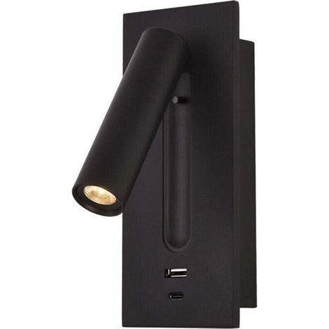 Lettore LED con lampada da comodino e interruttore discreto, lampada da comodino integrata o applique da parete per la lettura, connettore USB-C, rotazione di 350° e pieghevole a 90°, potenza 3 W, luc (1/4)