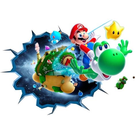 Autocollants Muraux 3D Mario Bros pour Chambre d'Enfant, Décoration Murale, Affiche de Dessin Animé (1/4)