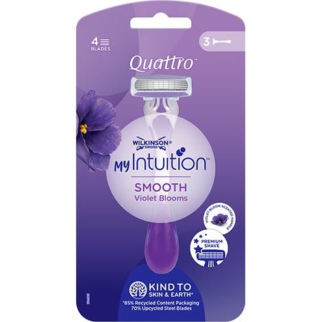 SELVISTA Wilkinson Quattro My Intuition - maquinilla de afeitar para mujer, 4 hojas, cabezal pivotante