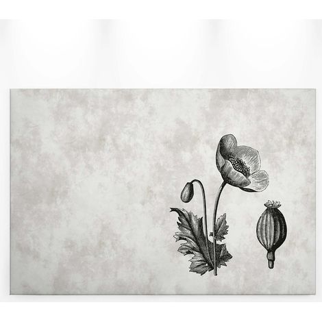 Tableau fleur sur fond gris moderne | Tableau élégant gris & noir pour chambre adulte | Tableau rectangulaire à fleurs pour cuisine - 0,9 x 0,6 m (1/5)