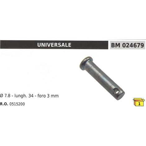 Perno spinotto di sicurezza diametro 7,8mm L 34mm foro 3mm UNIVERSALE 0515200