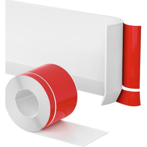 Plinthe Souple Autoadhésive Blanc 6M, 50mm+20mm Bordure Autocollante pour Mur, Protection de Sol, Finition de Joint, Facile à Installer Pour Sol et murs (1/5)
