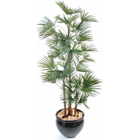 Palmier Livistona Artificiel H 140 cm D 70 cm en pot - dimhaut: H 140 cm - couleur: Vert