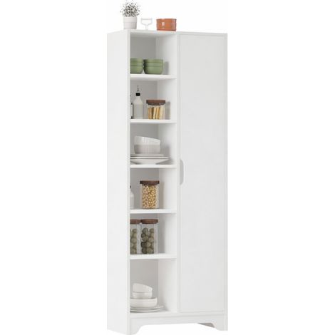Armoire Multifonctions 1 Porte 11 Niches Blanche L 72 H 180 P 34 cm (1/5)