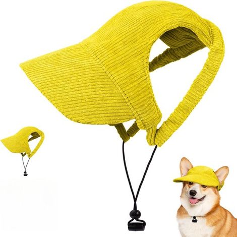 Gorro para perros, Gorro de sol para perros, Ajustable, Gorro de sol de verano, Adecuado para perros pequeños de 3,5 a 7,5 kg, Talla S, Amarillo (1/5)
