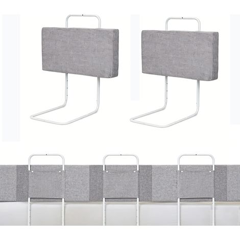 Randaco Lote de 2 barrera cama infantil 60 cm, protector anticaídas ajustable, gris (1/5)