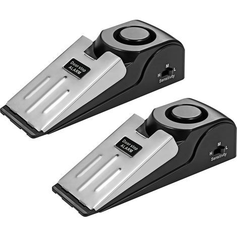 Kabelloser Mini-Türstoppschutz Alarm, 2 Stück Türstopper in Keilform zur Sicherung des Sicherheitssystems mit 120 dB Sirene