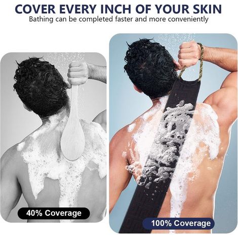 Gommage du Dos pour la Douche, Gant de Toilette Exfoliant Double Face avec Poignées, Exfoliant pour le Dos Homme Et Femme, Un Nettoyage en