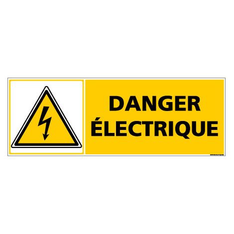 Panneau de Signalisation DANGER ELECTRIQUE (C1017) - Adhésif - 210 x 75 mm