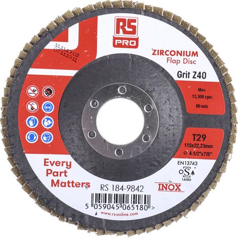 Disque abrasif RS PRO, P40, Ø 115mm ( Prix pour Paquet de 5 ) (1/3)