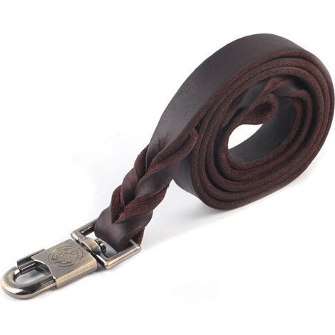 Collier et laisse chien en cuir souple tressé – Lot de 1 (2,5 x 120 cm) – Design élégant et résistant pour chiens moyens (1/5)
