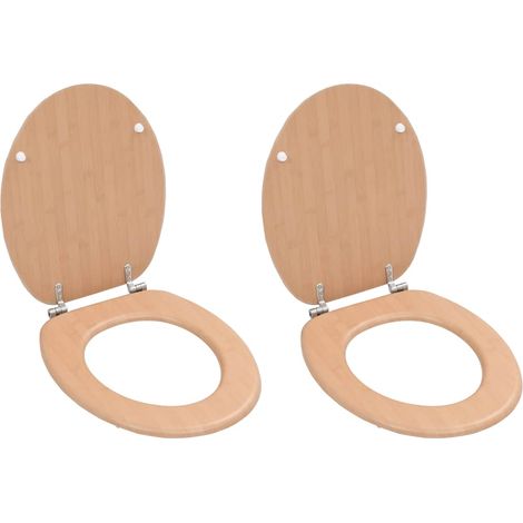 Lot de 2 Abattants adulte pour WC - Sièges WC avec couvercles MDF Design de bambou BV217701 - BonneVie (1/5)